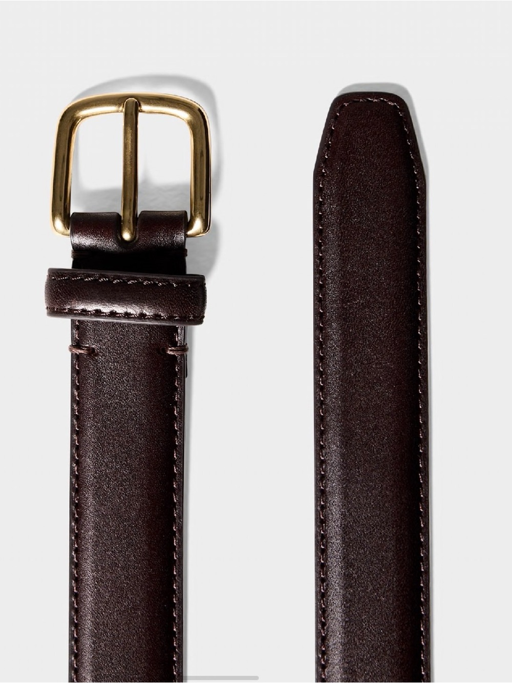 Manor Brown/Gold Aritzia essential solid brass leather belt